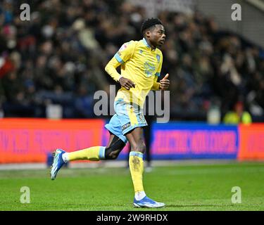 Preston, Regno Unito. 29 dicembre 2023. Anthony Musaba #45 di Sheffield Wednesday, durante il match per lo Sky Bet Championship Preston North End vs Sheffield Wednesday a Deepdale, Preston, Regno Unito, 29 dicembre 2023 (foto di Cody Froggatt/News Images) a Preston, Regno Unito il 12/29/2023. (Foto di Cody Froggatt/News Images/Sipa USA) credito: SIPA USA/Alamy Live News Foto Stock