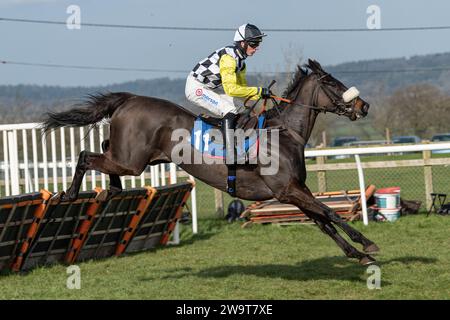 Foto di Petrossian, guidato da Harry Cobden e addestrato da Paul Nicholls, che corre su ostacoli a Wincanton, il 21 marzo 2022 Foto Stock