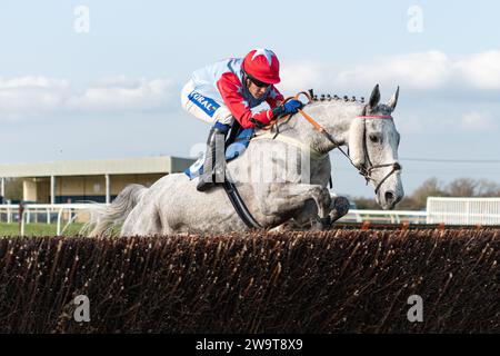 Tikk Tock Boom, guidato da Tom Scudamore e allenato da Ian Williams, corre nel Veterans' handicap Chase a Wincanton, il 21 marzo 2022 Foto Stock