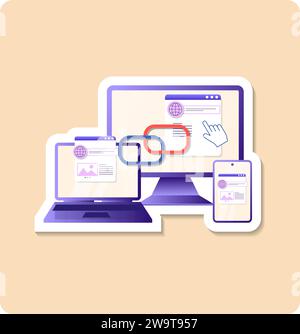 Illustrazione dell'adesivo Deep link. Deep Link SEO Digital Marketing Vector Glyph Icon Design, servizi di cloud computing e hosting Internet Symbol. Illustrazione Vettoriale