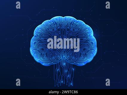 La tecnologia di intelligenza artificiale, o ai, è una tecnologia che può imparare da sola e rispondere alle esigenze degli utenti. Il cervello all'interno è una cir tecnologica Illustrazione Vettoriale