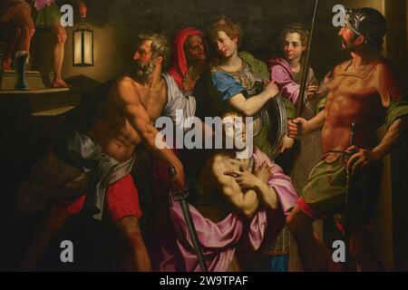 Giovanni Battista Trotti, detto il Malosso (1556-1619). Pittore italiano. La decapitazione di San Giovanni Battista. Olio su tela, 1590. Dettagli. Dalla Chiesa di San Dominico, Cremona. Museo Civico Ala Ponzone. Cremona. Lombardia. Italia. Foto Stock
