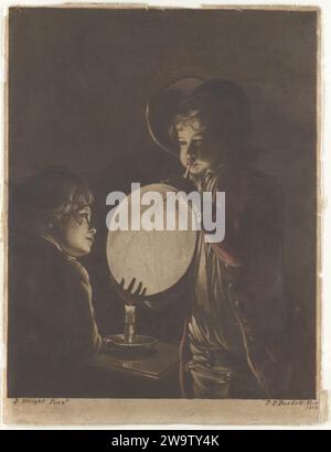 Two Boys Blowing a Bladder by Candle-light 1968 di Joseph Wright (Wright of Derby) Foto Stock