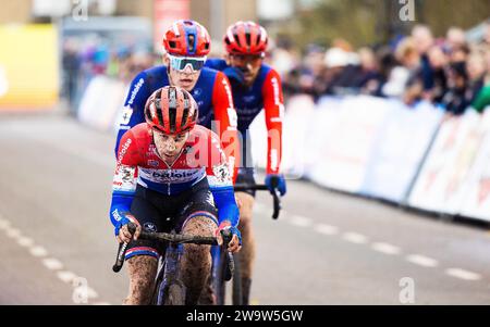 HULST - Lars van der Haar in azione durante l'undicesima gara di Coppa del mondo di ciclocross. La competizione di Hulst è l'undicesimo del ciclo e il primo sul suolo olandese. ANP IRIS VAN DEN BROEK Foto Stock