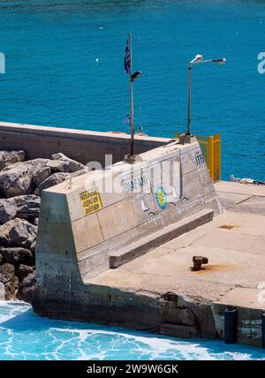 Porto di Diafani, vista dettagliata, isola di Karpathos, Dodecaneso, Grecia Foto Stock