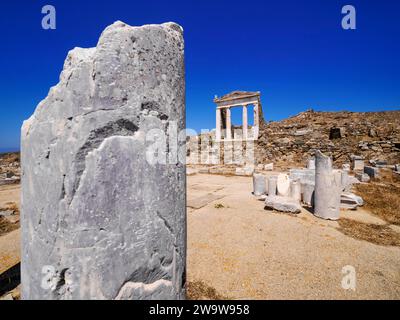 Tempio di Iside, sito archeologico di Delo, isola di Delo, Cicladi, Grecia Foto Stock