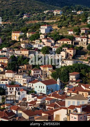 Ano Vathy, vista sopraelevata, Samos Town, Samos Island, Nord Egeo, Grecia Foto Stock