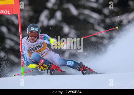 Aleksander Aamodt Kilde (NOR) gareggia durante la Coppa del mondo di sci alpino Audi FIS, MenÕs gara di slalom gigante sulla pista Gran Risa, alta Badia il 17 dicembre Foto Stock