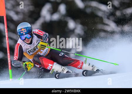 James Crawford (CAN) gareggia durante la Coppa del mondo di sci alpino Audi FIS, MenÕs Giant Slalom gara sulla pista Gran Risa, alta Badia il 17 dicembre 2023, L Foto Stock