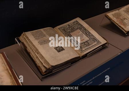 Una foto di un antico libro al Monastero di Arkadi. Foto Stock