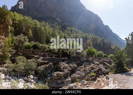 Una foto dell'insediamento, parte dell'escursione nella gola di Samaria. Foto Stock