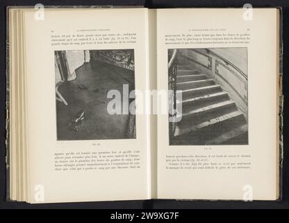 Offendere con spruzzi di sangue, anonimo, c. 1893 - in o prima del 1903 carta stampata fotomeccanica che visita la scena del crimine. sangue Foto Stock