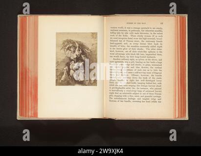 Produzione fotografica di presumibilmente un disegno di un agricoltore con il raccolto sopra la testa e due capre, anonimo, c. 1850 - nel o prima del 1860 foto supporto fotografico albumen stampa agricoltori - AA - donna contadina, moglie di un agricoltore Foto Stock