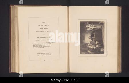 Produzione fotografica da una stampa a un dipinto di Robert Smirke, che propone una scena di William Shakespeare, Stephen Ayling, dopo Peter Simon, dopo Robert Smirke, 1854 circa - in o prima del 1867 Fotografia si può vedere un'immaginazione dell'atto II, scena 7; Seven Ages of Man. Supporto fotografico londinese albumen stampa opere specifiche di letteratura Foto Stock