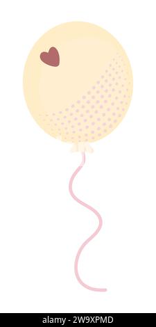 Simpatico palloncino in gomma giallo con corda e illustrazione a colori vettoriali festivi Illustrazione Vettoriale