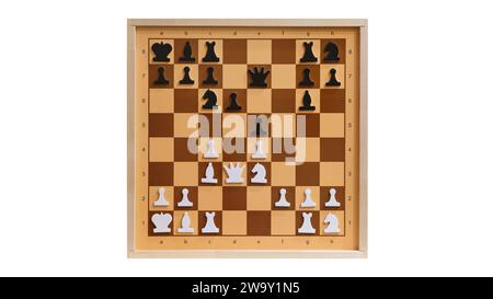 Fischer Chess 960 con posizionamento casuale di pezzi su una scacchiera, fischerandom Foto Stock