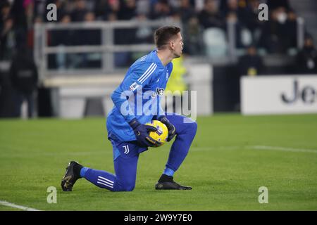 Wojciech Szczesny della Juventus visto in azione durante la partita tra Juventus FC e AS Roma come parte della partita di serie A italiana, partita di calcio allo stadio Allianz. Punteggio finale; Juventus FC 1 - 0 AS Roma (foto di Nderim Kaceli / SOPA Images/Sipa USA) Foto Stock