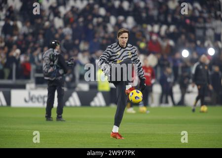 Federico Chiesa della Juventus visto in azione durante la partita tra la Juventus FC e la Roma come parte della serie A italiana, partita di calcio allo stadio Allianz. Punteggio finale; Juventus FC 1 - 0 come Roma Foto Stock