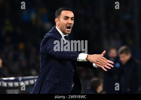 Raffaele Palladino capo allenatore dell'AC Monza gesti durante la partita di serie A TIM tra SSC Napoli e AC Monza allo Stadio Diego Armando Maradona di N Foto Stock