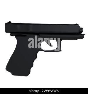 Black Handgun isolato su sfondo bianco Foto Stock