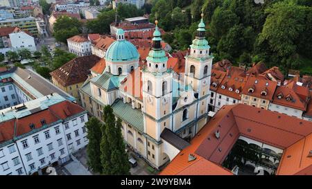 Foto drone Cattedrale di San Nicola Lubiana Slovenia Europa Foto Stock