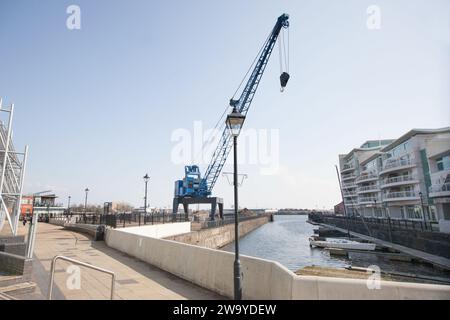 Vista sulla baia di Cardiff da Havannah Street a Cardiff, Galles, Regno Unito Foto Stock