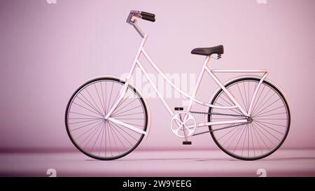 Bicicletta d'epoca con ombre morbide. Illustrazione 3D. Foto Stock