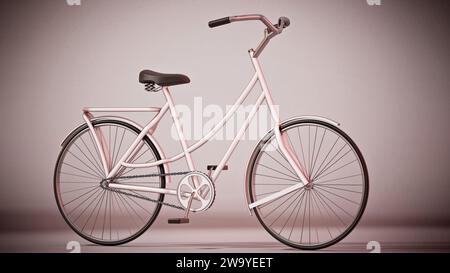 Bicicletta d'epoca con ombre morbide. Illustrazione 3D. Foto Stock