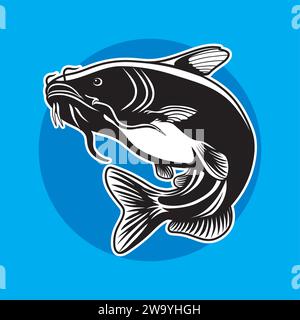 Logo Catfish Fishing Vector Design Illustrazione Vettoriale