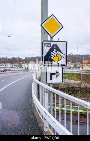 Gothenburg, Svezia - 13 novembre 2022: Segnali stradali a pedaggio a Botaniska Foto Stock