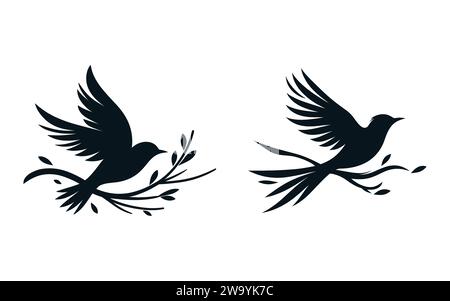 Set di uccelli, silhouette vettoriale Illustrazione Vettoriale