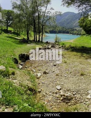 Panoramica del Lago di Tenno, Trentino alto Adige, Italia Foto Stock