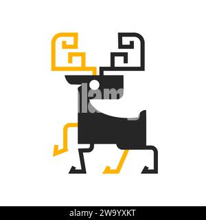 Logotipo moderno e grafico per Business Startup. Logo Gold Color Deer Illustrazione Vettoriale