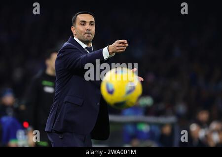 Raffaele Palladino capo allenatore del AC Monza gestures durante la partita di serie A tra SSC Napoli e AC Monza allo stadio Diego Armando Maradona di Napoli (Italia), 29 dicembre 2023. Foto Stock