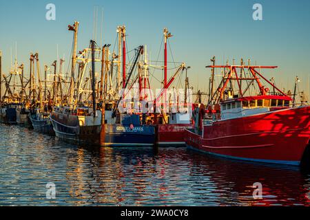 Barche da pesca commerciali, porto di New Bedford, fiume Acushnet, New Bedford, Massachusetts Foto Stock