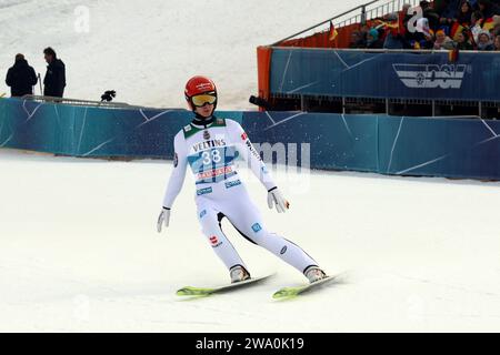 Garmisch Partenkirchen, Deutschland. 31 dicembre 2023. Martin Hamann (SG Nickelhütte Aue) bei der Qualifikation zum Neujahrsskispringen Garmisch-Partenkirchen Credit: dpa/Alamy Live News Foto Stock