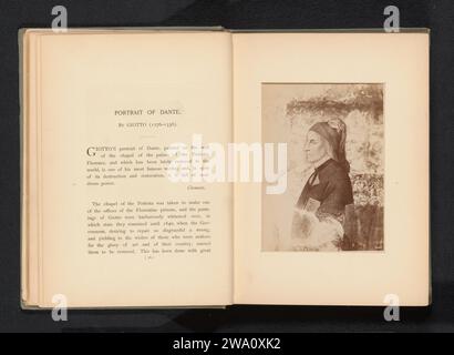 Produzione fotografica di un dipinto, raffigurante un ritratto di Dante Alighieri, Anonimo, dopo Giotto de Bondone, 1882 ca. - Nel o prima del 1887 fotografare Palazzo del Bargello supporto fotografico albume stampa ritratto di uno scrittore Foto Stock