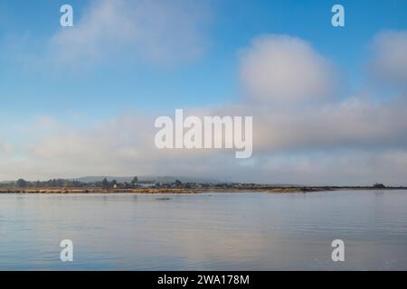 Nebbia marina sulla Spey Bay. Morayshire, Scozia Foto Stock