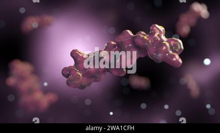 Il rendering 3D illustra il glucagone, un ormone peptidico secreto dalle cellule alfa del pancreas. Foto Stock