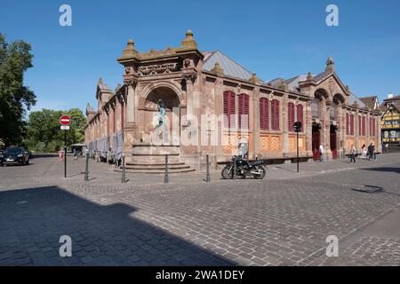 Marché Couvert Colmar, mercato interno permanente. Spazio per le copie sulla strada acciottolata Foto Stock