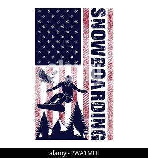 T-Shirt Design per snowboard Illustrazione Vettoriale