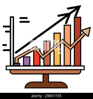 Grafico aziendale con freccia icona statistiche aziendali disegno illustrativo vettoriale Illustrazione Vettoriale