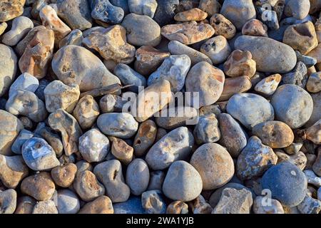 Dettagli di ciottoli e pietre su una spiaggia Foto Stock
