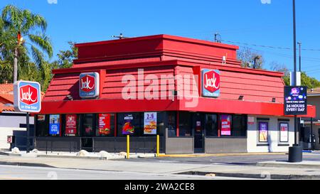 Los Angeles, California: Catena di fast food americani JACK IN THE BOX Foto Stock
