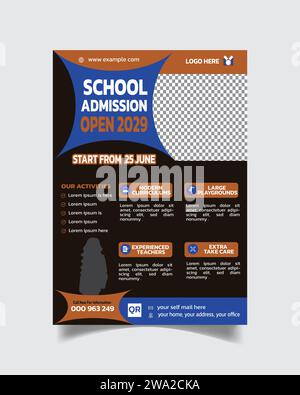 Esclusivo modello di opuscolo scolastico privato e poster moderno opuscolo di ammissione alla scuola Illustrazione Vettoriale