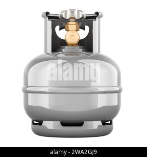 Bombola di propano con gas compresso, rendering 3D isolato su sfondo bianco Foto Stock