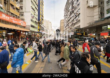 Sham Shui po è un'area di Kowloon, Hong Kong Foto Stock