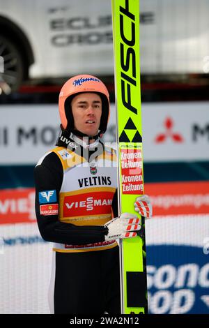 Garmisch Partenkirchen, Deutschland. 1 gennaio 2024. Stefan Kraft (Österreich/AUT) beim Neujahrsskispringen Garmisch-Partenkirchen Credit: dpa/Alamy Live News Foto Stock