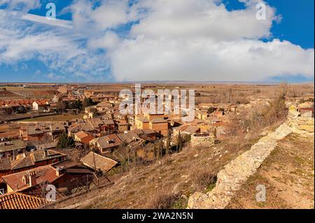 Paesaggio dal punto panoramico di Ayllon, Segovia, Castilla y Leon, Spagna Foto Stock