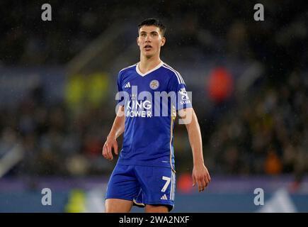 Cesare Casadei di Leicester City durante la partita del campionato Sky Bet al King Power Stadium di Leicester. Data immagine: Lunedì 1 gennaio 2024. Foto Stock